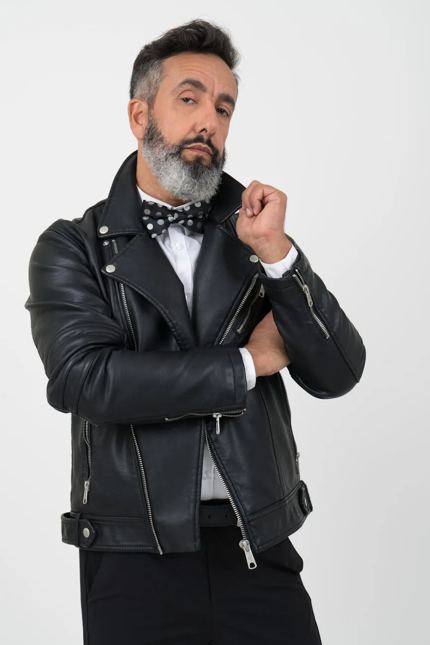 men s black leather zip up jacket