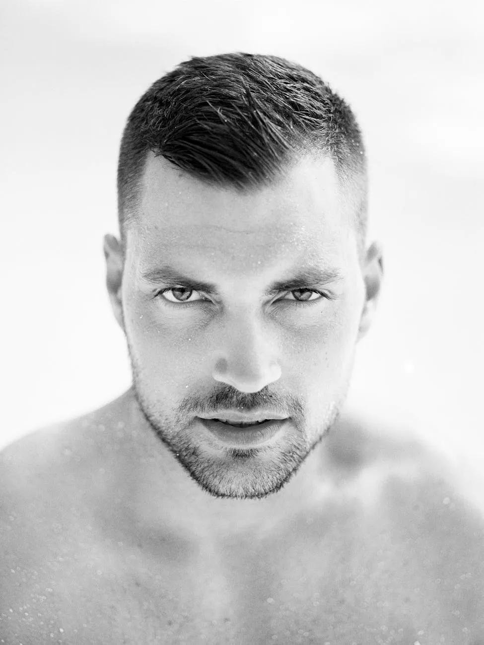 portrait of man with wet skin