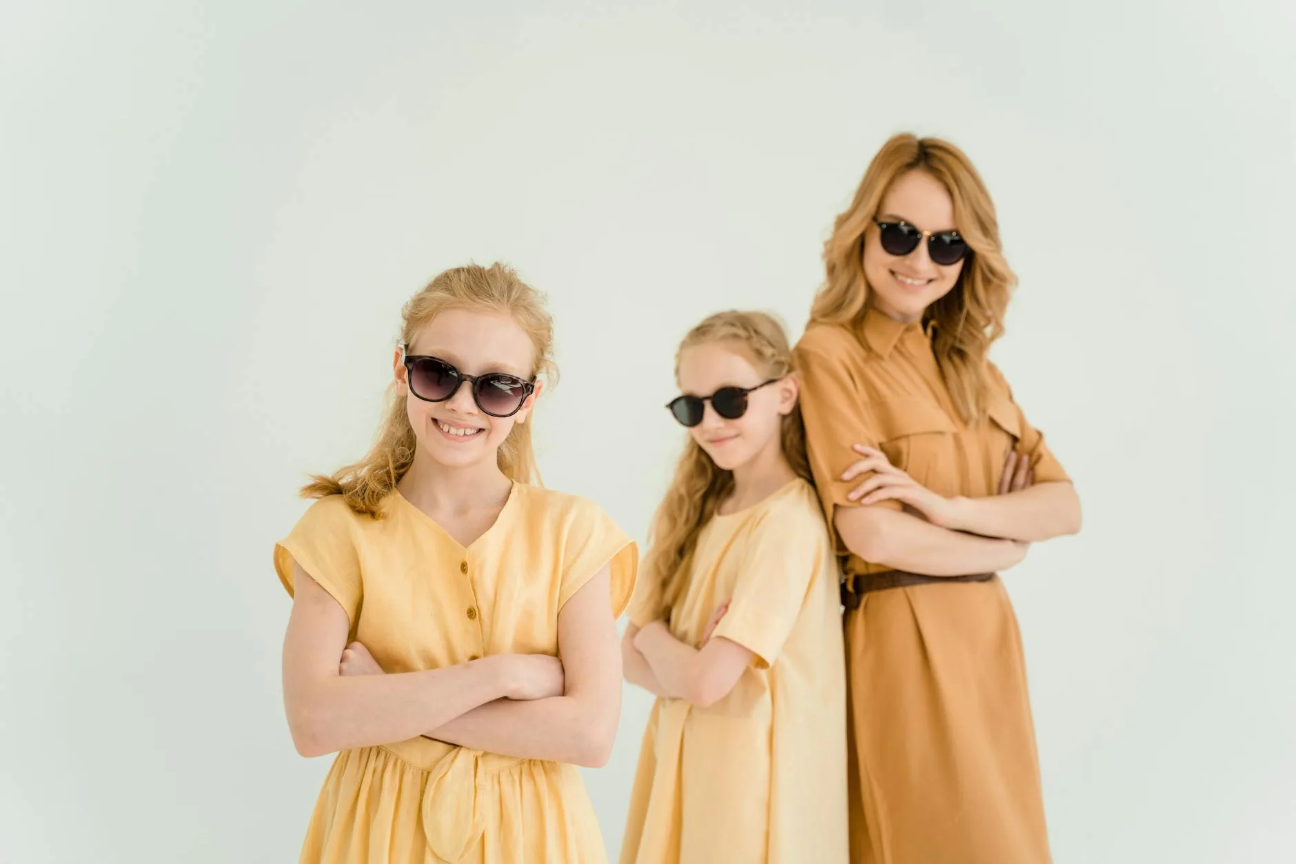 mother and children doing a photoshoot
